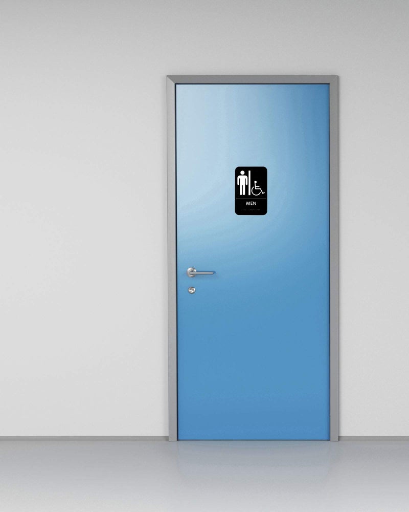 Alpine Industries Men's Braille Handicapped Restroom Sign - ADA Compliant Self Adhesive Black & White Bathroom Placard For Offices, Restaurants & Businesses - Image 4